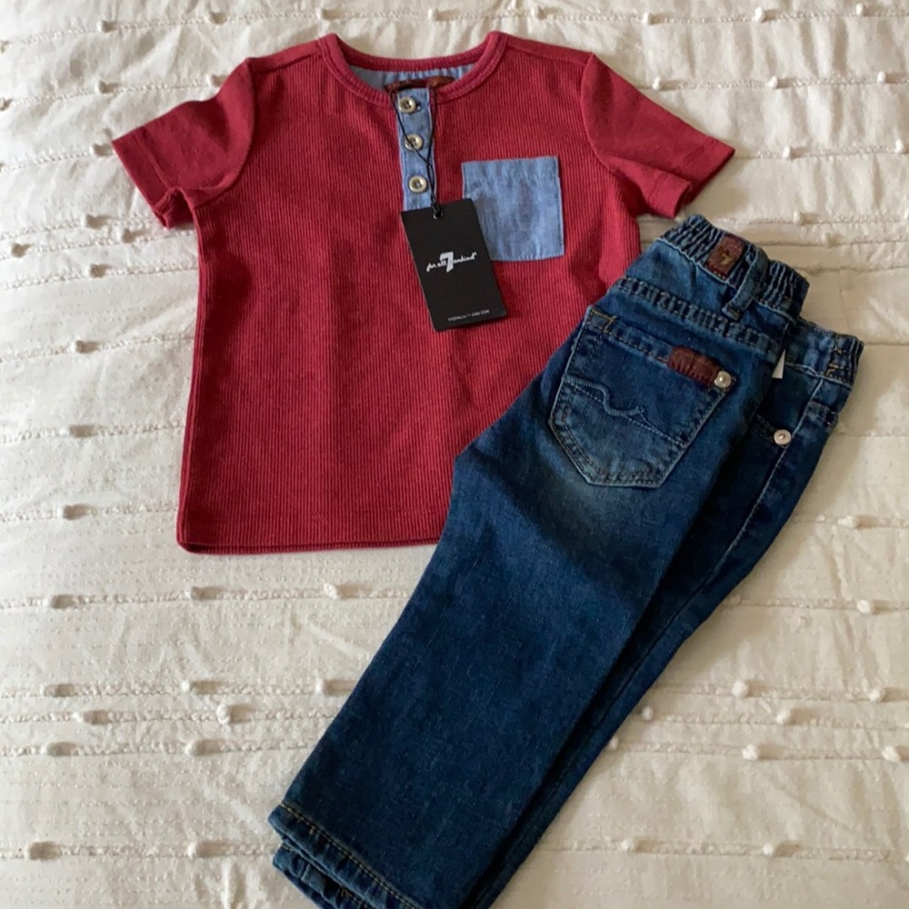 NEW WITH TAGS, 7 for all Mankind Boys 2 piece set